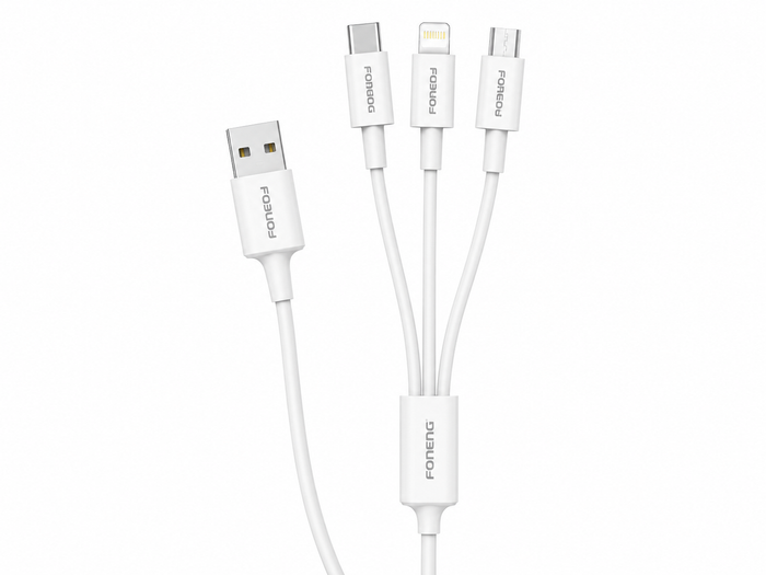 Foneng 3-in-1 Fast Charging Data Cable – Type-C, Lightning & Micro USB
