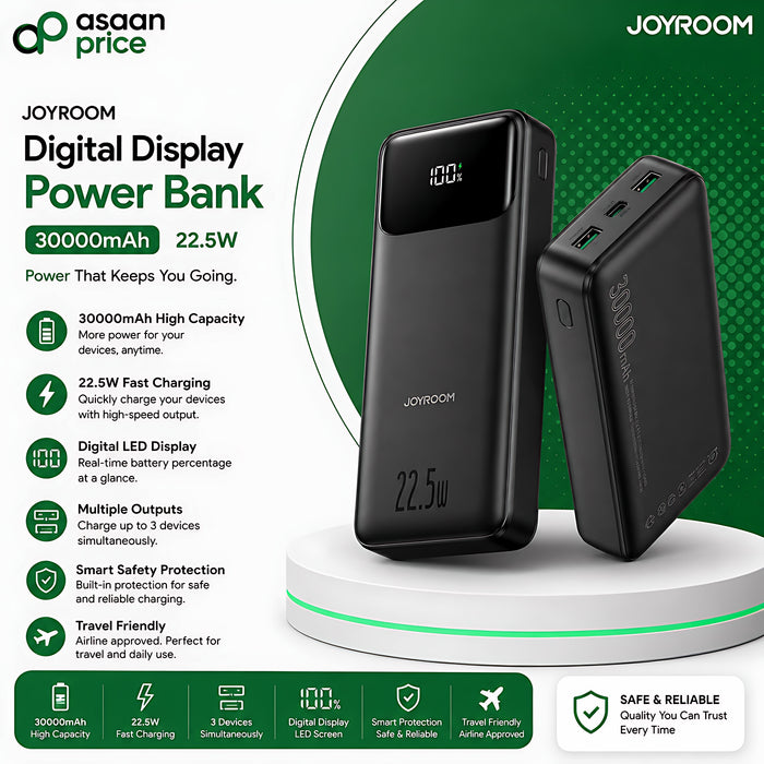 JOYROOM 30000mAh 22.5W Digital Display Power Bank