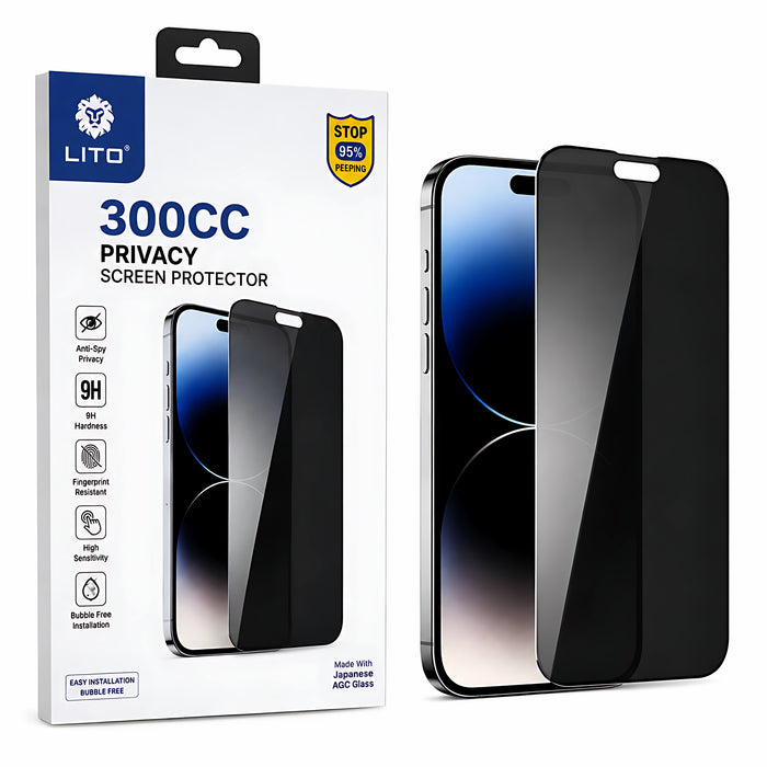LITO 300CC Privacy Tempered Glass Screen Protector
